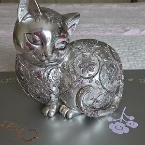 Silver Cat Figurine